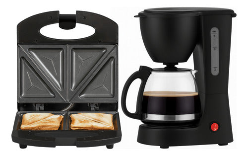 Combo Cafetera Eléctrica Sandwichera Antiadherente