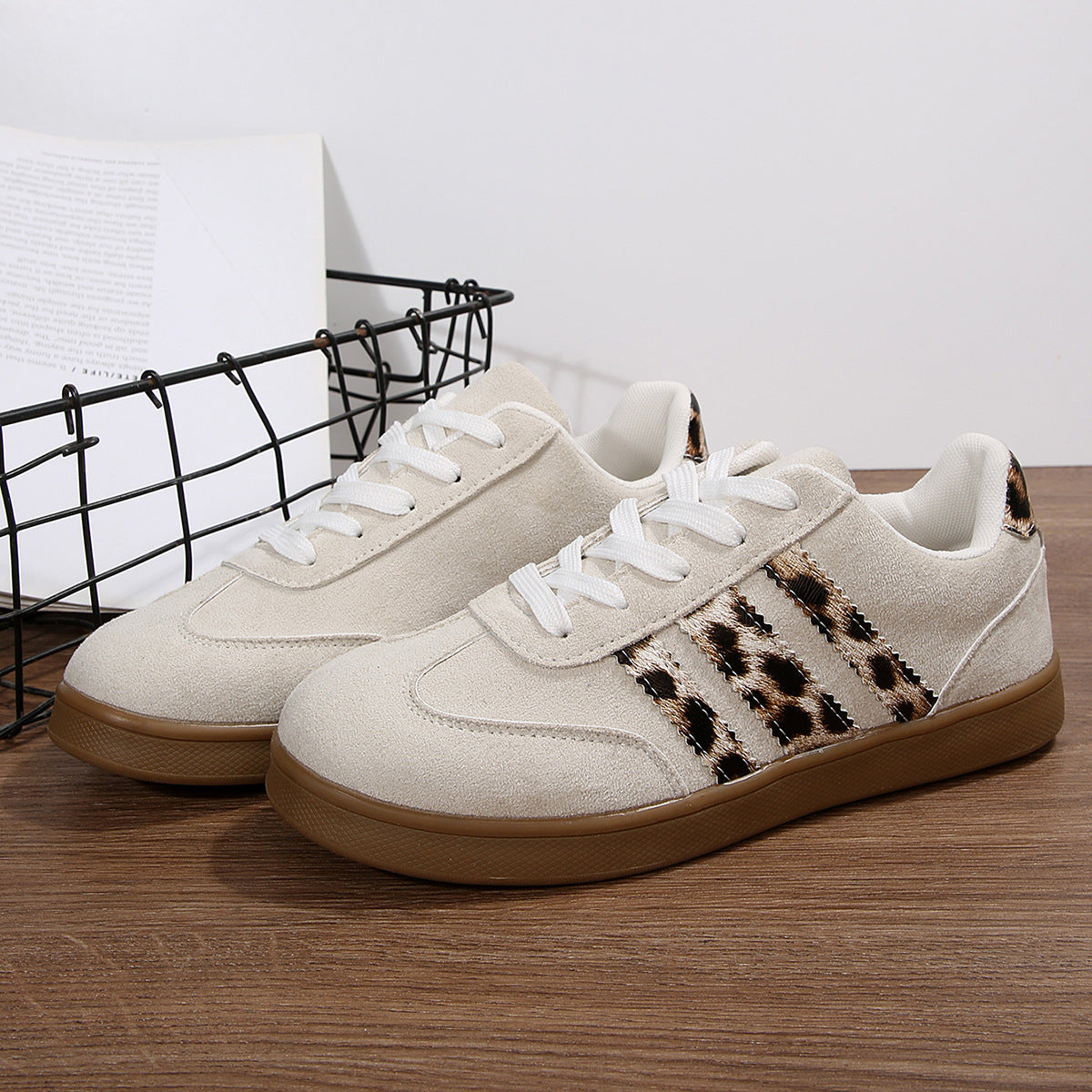 Zapatillas casuales versátiles con estampado de leopardo vintage