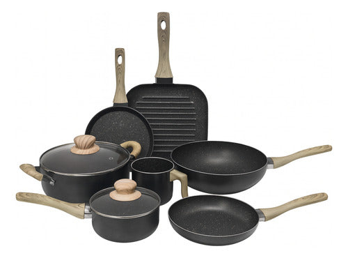 Batería Cocina Juego De Ollas Sartén Antiadherente 9 Piezas