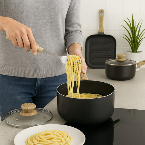 Batería Cocina Juego De Ollas Sartén Antiadherente 9 Piezas