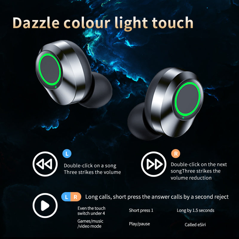 Auriculares inalámbricos Bluetooth YD03 TWS con pantalla grande y pantalla digital inteligente, intrauditivos con luz de respiración.